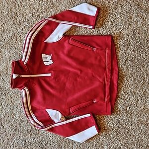 UW Wisconsin Madison Boy's 1/4 Zip Pullover Sweatshirt Red Logo Apparel Sz: S(4)